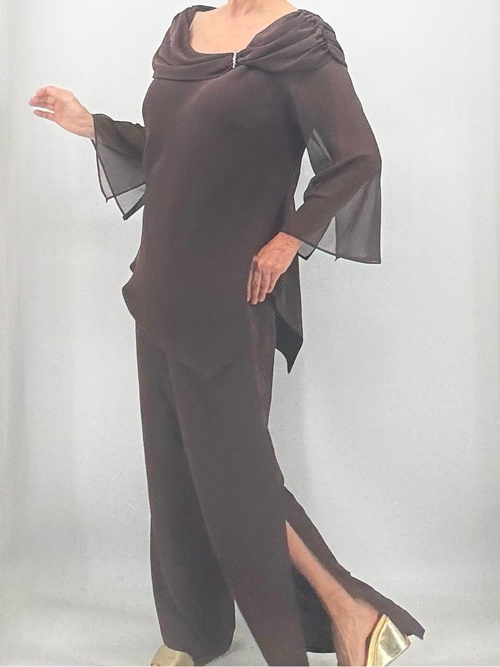 Vintage 90s Whimsigoth Ethereal Asymmetrical Wedding Evening Wide Leg Pants Set